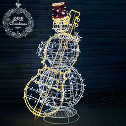 Объемная светодиодная фигура «Снеговик с контрабасом» (210см, 3D, IP65)